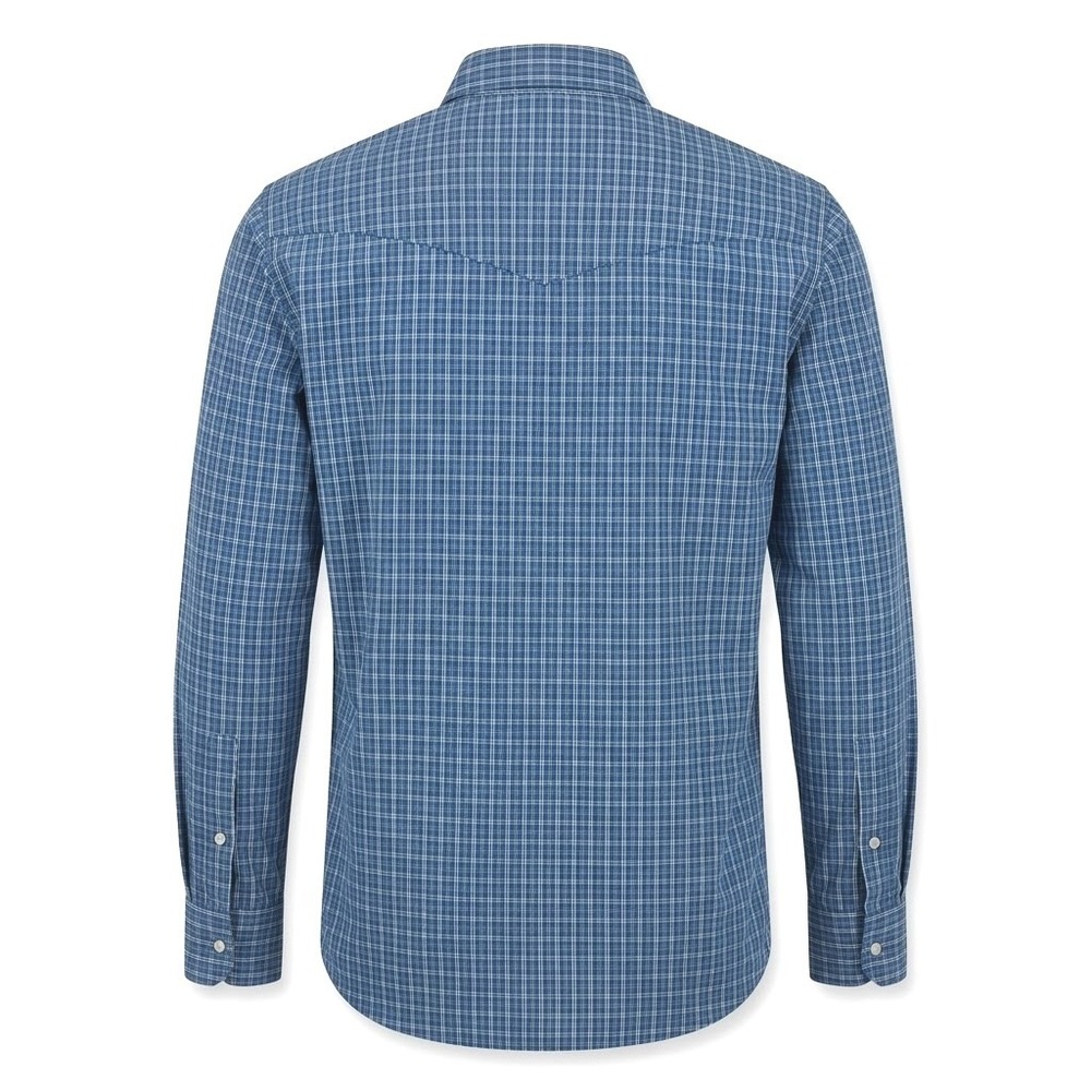 Criquet Mens Blue Plaid Western Pearl Snap Performance Shirt Large - CJ - Picture 3 of 8